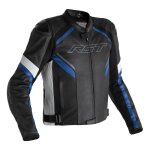 Blouson cuir rst sabre noir / blanc / bleu airbag - m