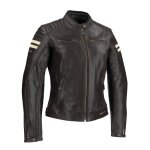 Blouson cuir segura lady stripe marron / beige - t0