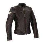 Blouson cuir segura lady stripe perfo beige / marron - t0