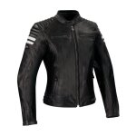 Blouson cuir segura lady stripe perfo noir / blanc - t0