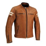 Blouson cuir segura stripe camel / beige - s
