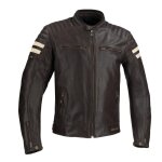Blouson cuir segura stripe marron / beige - s