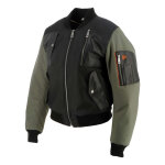 Blouson cuir / textile femme helstons h - bomb womens noir / kaki - s