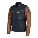 Blouson cuir / textile helstons winston bleu / tan marron - m