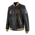 Blouson cuir von dutch x helstons collegian noir / jaune - s Blouson cuir von dutch x helstons collegian noir / jaune - s