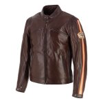Blouson cuir von dutch x helstons fast marron / orange / beige - 3xl