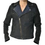 Blouson perfecto textile denim femme overlap billie noir / bleu - s