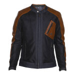 Blouson textile et cuir helstons colt air bleu / marron - s