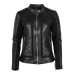 Blouson textile / cuir helstons kate soft stretch noir / noir - m