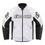 Blouson textile / cuir icon mesh af cuir blanc / noir - s