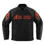 Blouson textile / cuir icon mesh af cuir noir / rouge - s
