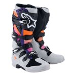 Bottes cross alpinestars tech 7 black / light grey / orange fluo / magenta -