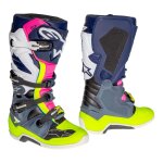 Bottes cross alpinestars tech 7 gris fonc� / bleu fonc� / rose fluo - 6