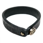 Bracelet cuir helstons peace argent / noir Bracelet cuir helstons peace argent / noir