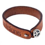 Bracelet cuir helstons peace argent / tan