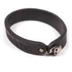 Bracelet cuir helstons skull argent / noir