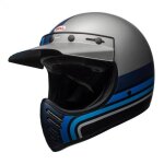 Casque bell moto 3 matte argent / noir / blue stripes - xs