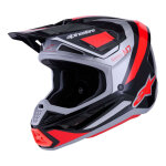 Casque cross alpinestars sm7 rise black / silver / red fluo glossy - xl