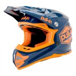 Casque cross enfant pull - in solid brillant navy / orange fluo - s