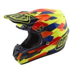 Casque cross troy lee designs se4 composite maze jaune / bleu - l