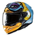 Casque intgral hjc f71 monkey dj mc23 bleu / violet / jaune brillant - xs