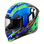 Casque int�gral icon airframe pro warbird bleu / vert - 3xl