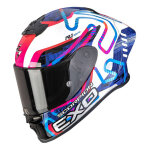 Casque intgral scorpion exo - r1 evo ii cornering blanc / bleu / rose - xs