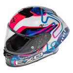 Casque int�gral scorpion exo - r1 evo ii cornering blanc / bleu / rose - xs