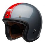 Casque jet bell custom 500 dlx rally brillant gris / rouge - xs