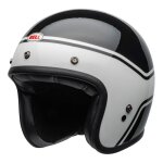 Casque jet bell custom 500 dlx streak brillant noir / blanc - xs