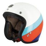 Casque jet gasoline caf� racer s250 blanc / bleu ciel / rouge brillant (e