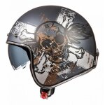 Casque jet mt helmets le mans 2 sv hardcore gris / marron - xs