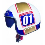 Casque jet mt helmets le mans 2 sv numberplate blanc - or nacr� - xs