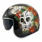 Casque jet mt helmets le mans 2 sv skull & roses noir - xs