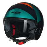 Casque jet nolan n21 06 tangente 347 noir / vert militaire / orange brilla