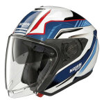Casque jet nolan n40 - 6 piega 344 blanc / rouge / bleu brillant - m