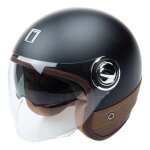 Casque jet nox premium heritage noir mat / cuir marron (ece 22. 05) - m