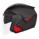 Casque jet nox n129 triom noir mat / rouge - xs Casque jet nox n129 triom noir mat / rouge - xs