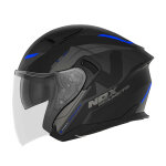 Casque jet nox n130 klint noir mat / bleu - xs