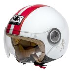 Casque jet nox n210 blanc / rouge (ece 22. 05) - m