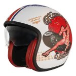 Casque jet premier vintage pin up 8bm blanc / bleu / rouge mat (ece 22. 06) Casque jet premier vintage pin up 8bm blanc / bleu / rouge mat (ece 22. 06)