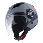 Casque jet pull - in open face gary gris / orange / bleu mat (ece 22. 05) - xs