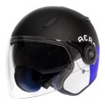 Casque jet tnt aero double �cran noir / blanc / bleu mat - xs
