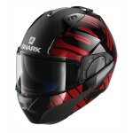 Casque modulable shark evo - one 2 lithion dual noir / chrome / rouge - xs