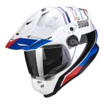 Casque trail scorpion adf - 9000 air desert blanc / bleu / rouge - s