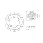 Disque de frein brembo d. 220 s�rie oro rond fixe arri�re yamaha r6 / r