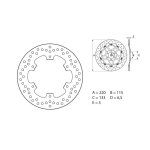 Disque de frein brembo d. 220 série oro rond fixe arrière yamaha yz12 Disque de frein brembo d. 220 série oro rond fixe arrière yamaha yz12