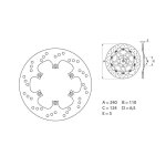 Disque de frein brembo d. 240 s�rie oro rond fixe arri�re aprilia peg