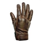 Gants cuir perfor�s helstons side camel / noir - t12