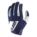 Gants moto cross 100% ridefit marine / blanc - s